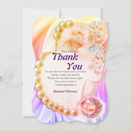 Silky Violet Pearl New Baby Thank You Card