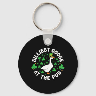 Silliest Goose At The Pub Funny Shamrock St Patric Keychain