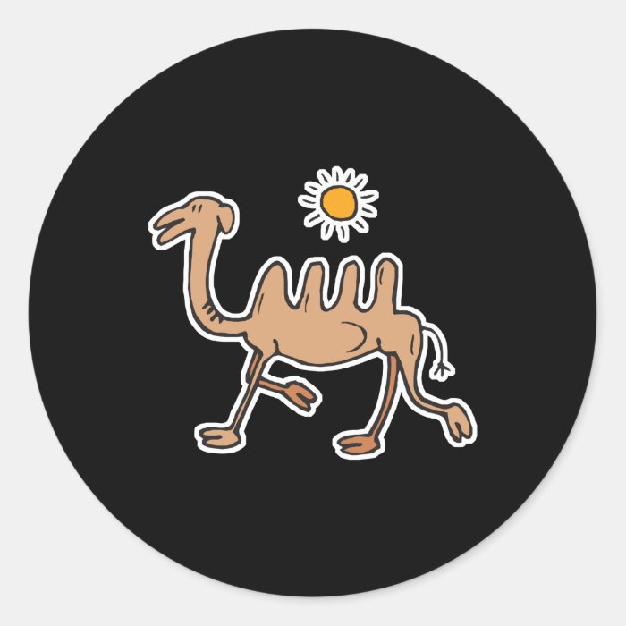 silly 4 humped camel round stickers