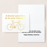 [ Thumbnail: Silly "A Brand New Bike Is in Your Future ..." Foil Card ]