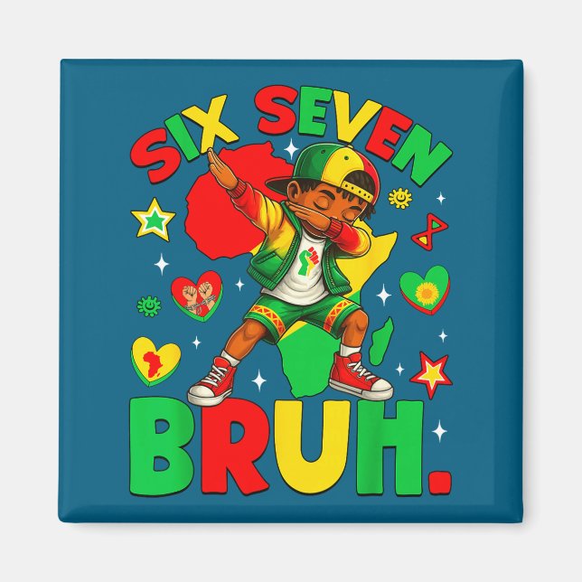 Silly African Black Dabbing Bruh Seven History Ame Magnet (Front)