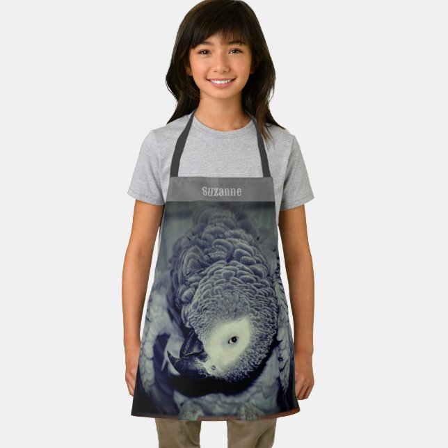Silly African Grey Parrot Personalized Apron (Insitu)