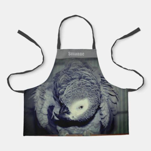 Silly African Grey Parrot Personalized Apron