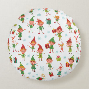 Silly AI Elves Round Pillow