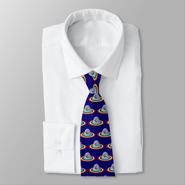 Silly Alien and Spaceship Neck Tie (Tied)