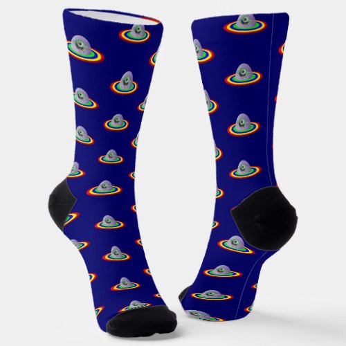 Silly Alien and Spaceship Socks