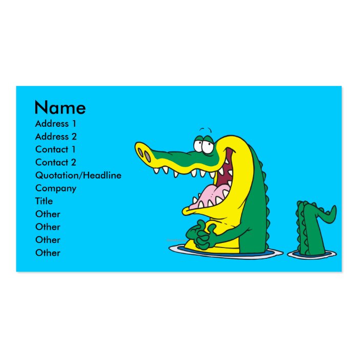 silly alligator crocodile cartoon character business card templates