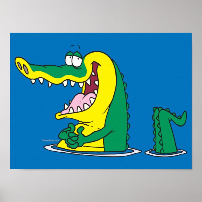 silly alligator crocodile cartoon character posters