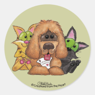 Silly and Tig with Sassie-Pet Adoption is LOVE Classic Round Sticker