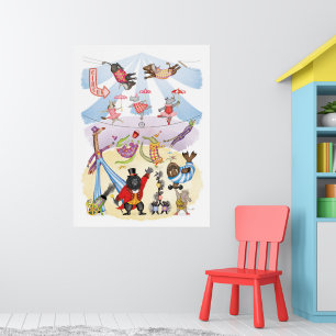 Silly animal circus art print poster
