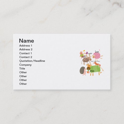 Silly Animals Business Card