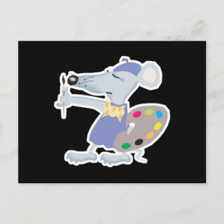 silly artist mouse postcard