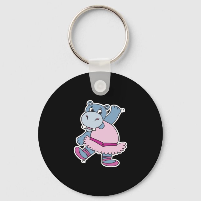 silly ballerina hippo keychain (Front)