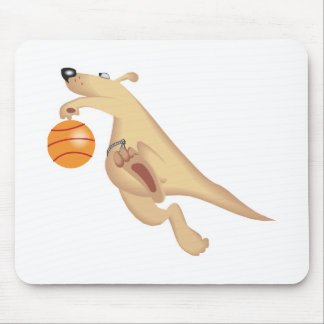 silly basketball playing kangaroo mouse pad
