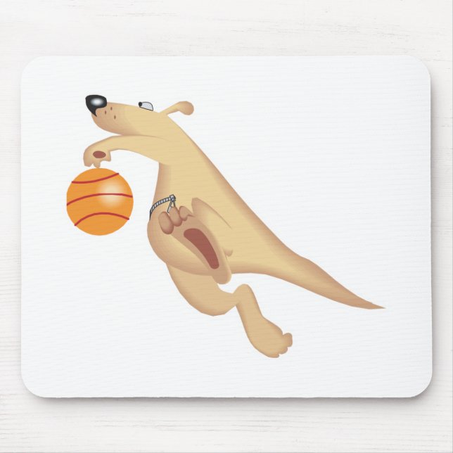 silly basketball playing kangaroo mouse pad (Front)