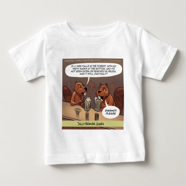 Silly Beaver Jokes Funny Cartoon Baby T-Shirt (Front)