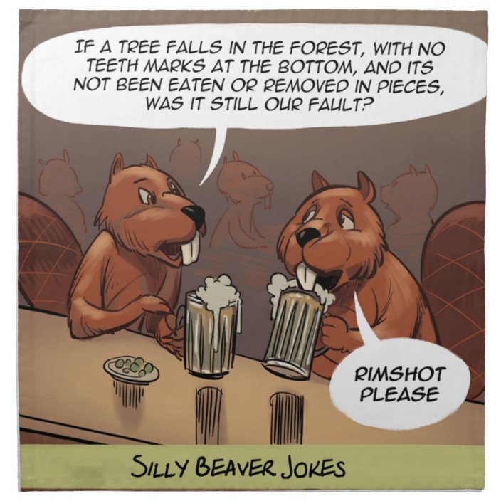 Silly Beaver Jokes Funny Cartoon Cloth Napkin | Zazzle.com