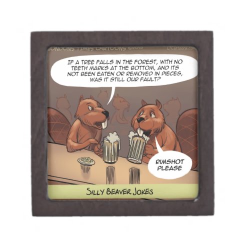 Silly Beaver Jokes Funny Cartoon Jewelry Box