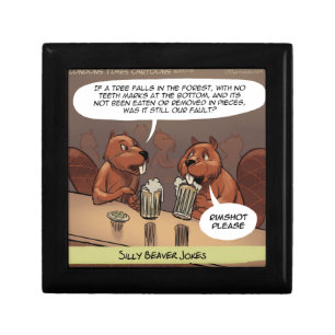 Silly Beaver Jokes Funny Cartoon Keepsake Box