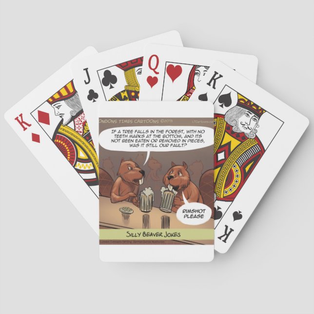 Silly Beaver Jokes Funny Cartoon Poker Cards (Back)