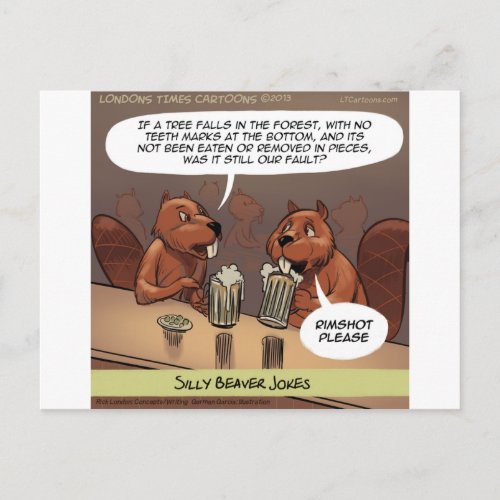 Silly Beaver Jokes Funny Cartoon Postcard