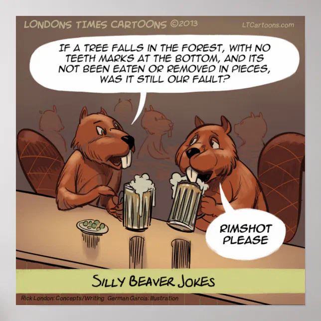 Silly Beaver Jokes Funny Cartoon Poster | Zazzle