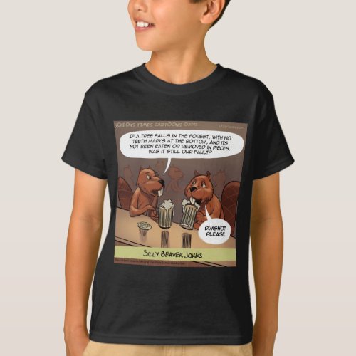 Silly Beaver Jokes Funny Cartoon T_Shirt
