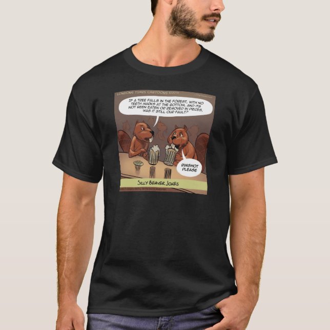 Silly Beaver Jokes Funny Cartoon T-Shirt (Front)