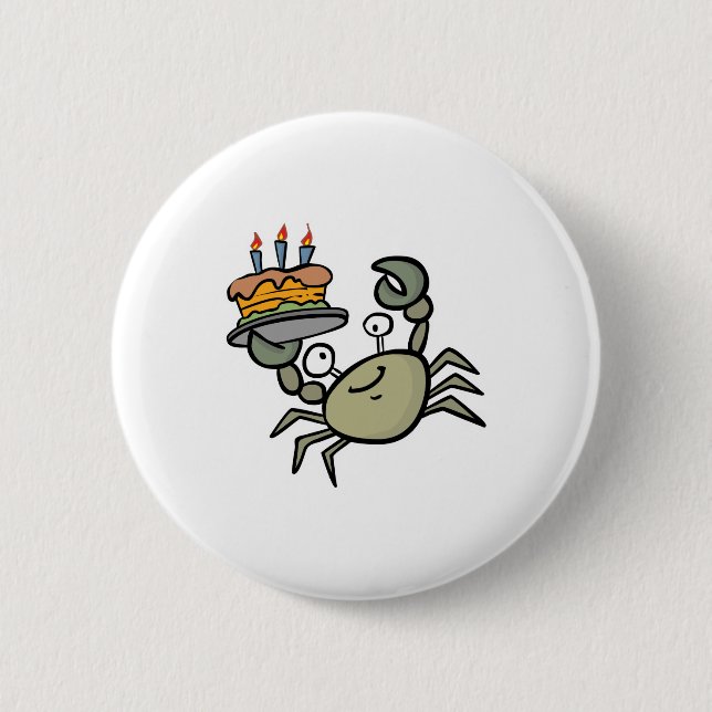 silly birthday crab pinback button (Front)
