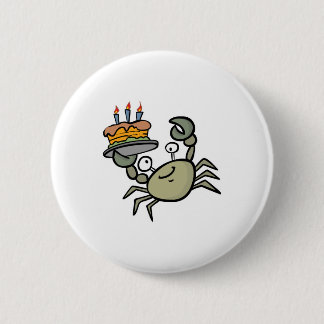 silly birthday crab pinback button