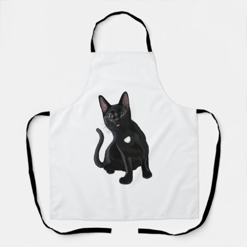 Silly Black Cat Blep Classic T_Shirt Apron