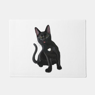 Silly Black Cat Blep Classic T-Shirt Doormat
