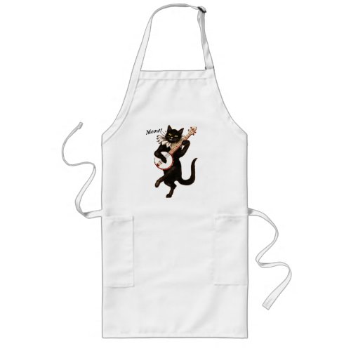 SILLY BLACK Cat PLAYING Banjo Apron 