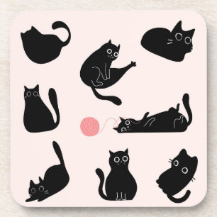 Silly Black Cats Beverage Coaster
