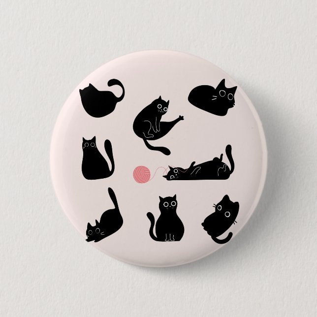 Silly Black Cats Button (Front)