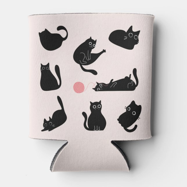  Silly Black Cats Can Cooler (Front)