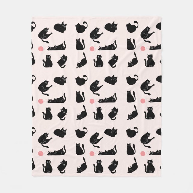 Silly Black Cats Fleece Blanket (Front)