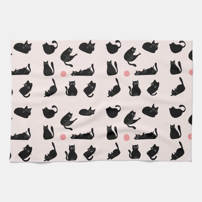 Silly Black Cats Kitchen Towel (Horizontal)