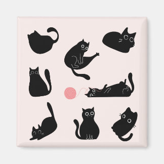 Silly Black Cats Magnet
