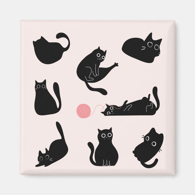   Silly Black Cats Magnet (Front)