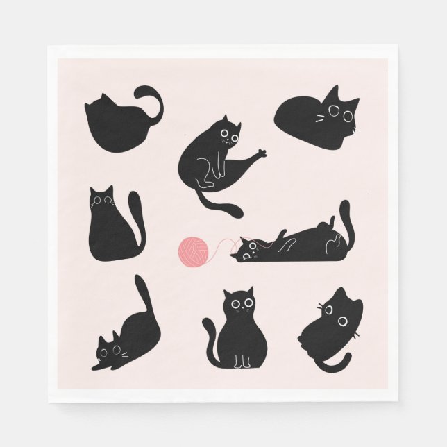 Silly Black Cats Napkins (Front)