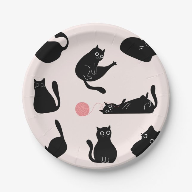 Silly Black Cats Paper Plates (Front)
