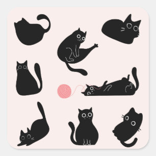  Silly Black Cats Square Sticker