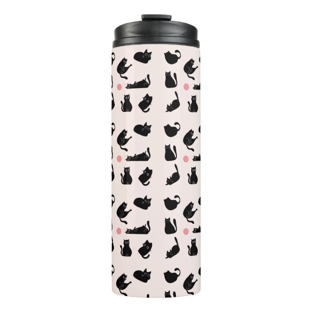 Silly Black Cats Thermal Tumbler (Front)