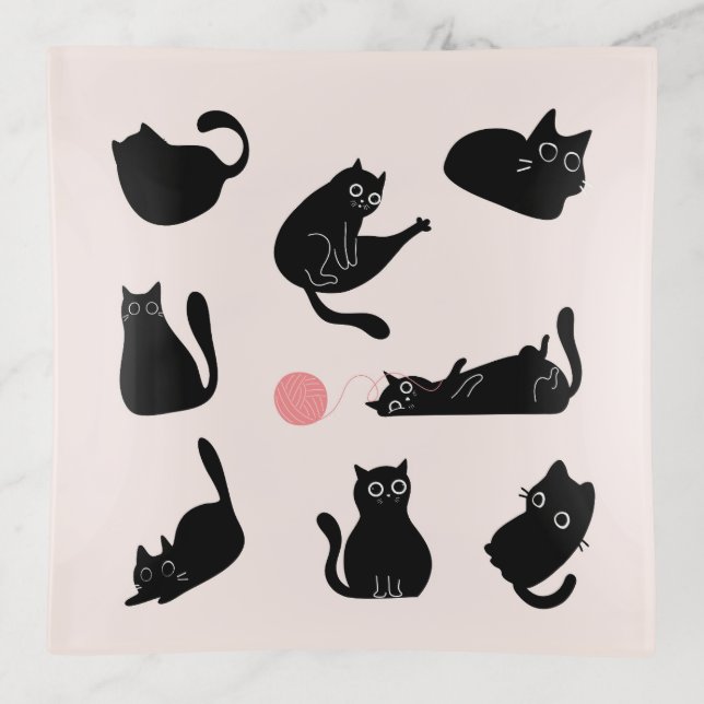 Silly Black Cats Trinket Tray (Front)