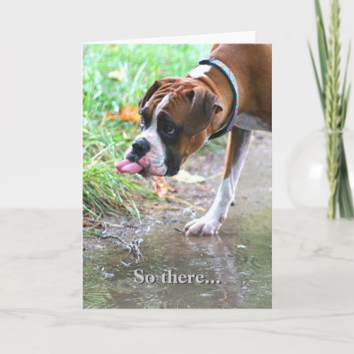 Silly Boxer Dog Tongue Sticking Out Greeting Card