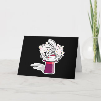 silly bunny in magician hat holiday card