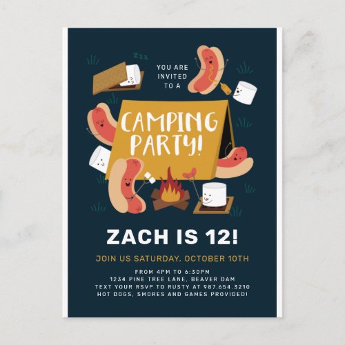 Silly Camping Party Postcard