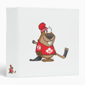 silly canadian hockey beaver cartoon binder