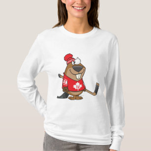 silly canadian hockey beaver cartoon T-Shirt